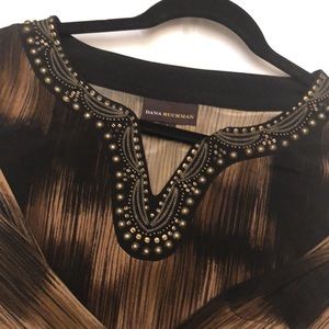 Dana Buchman black and brown tunic with beading